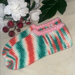 Hand Kint Colorful Striped  Slippers • Unisex